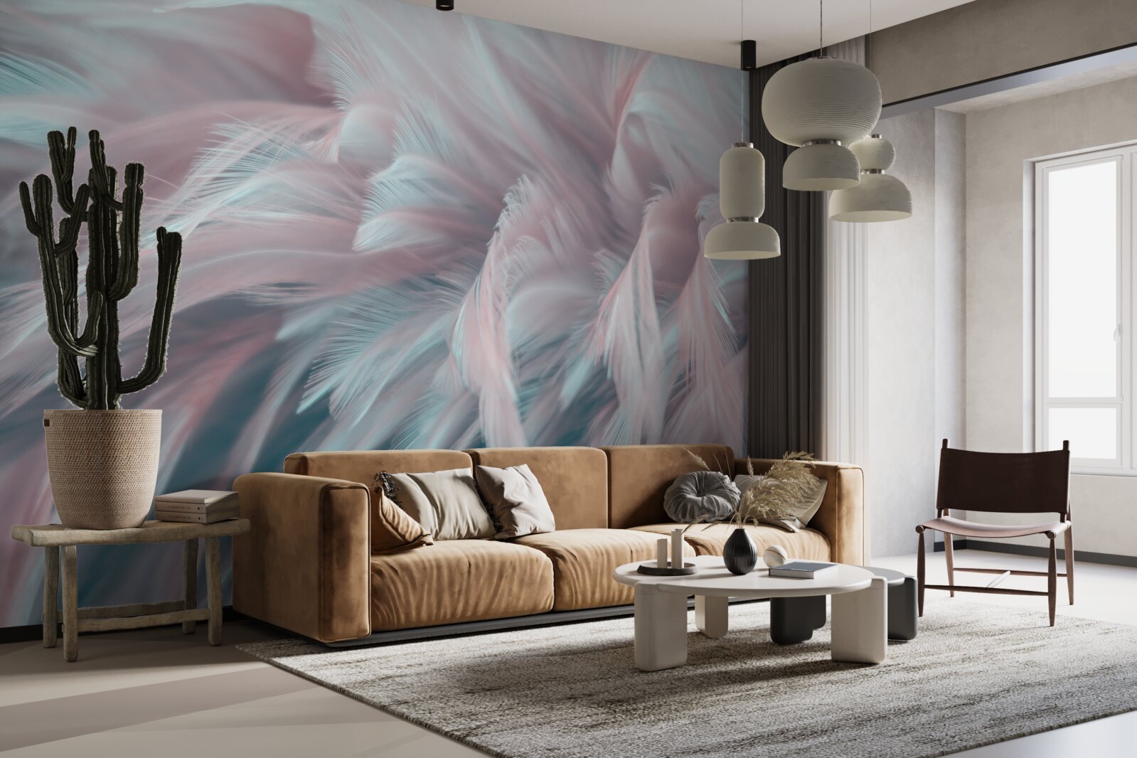 Фотошпалери м'яке рожеве пір'я