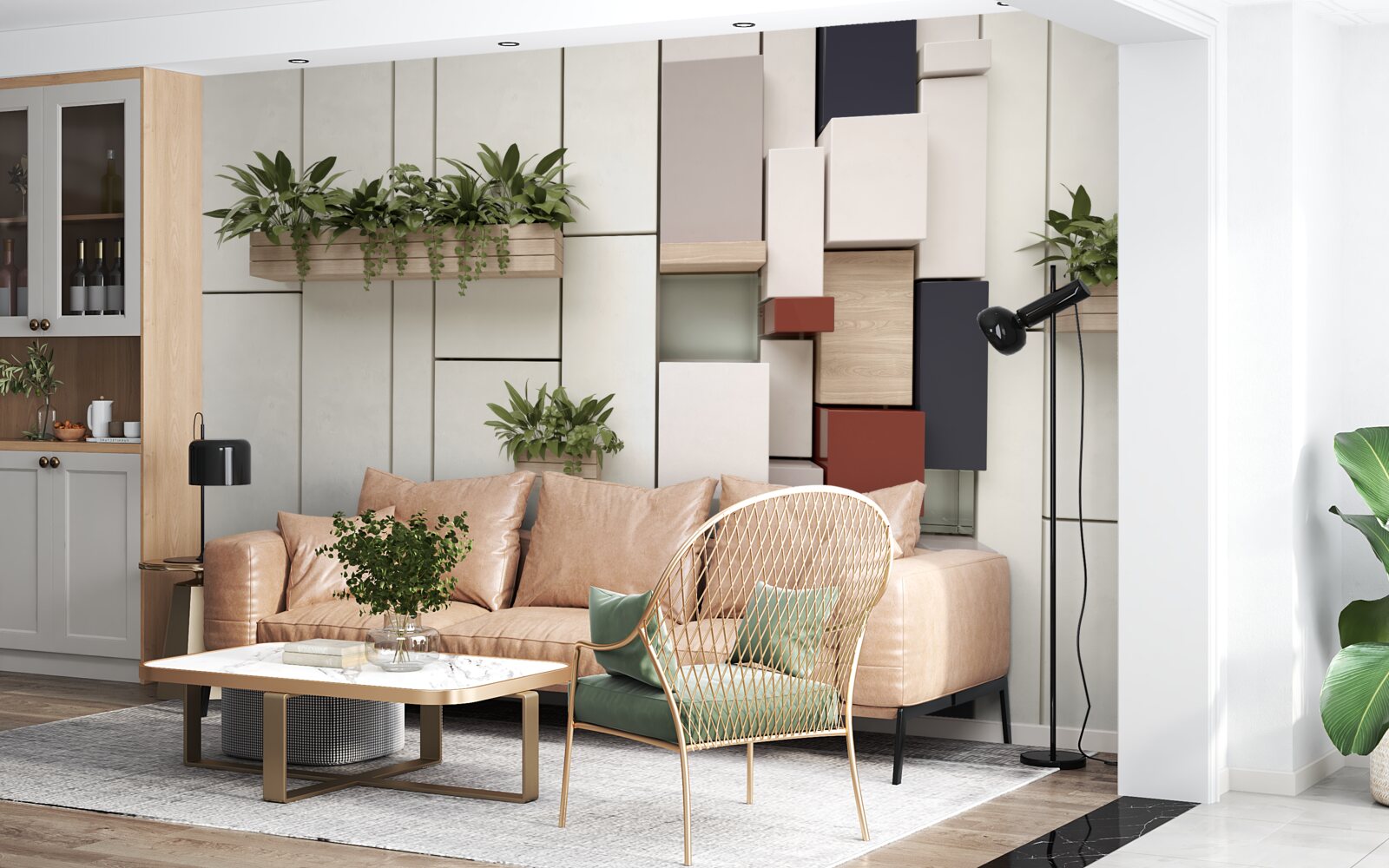 Фотошпалери зелені рослини в горщиках