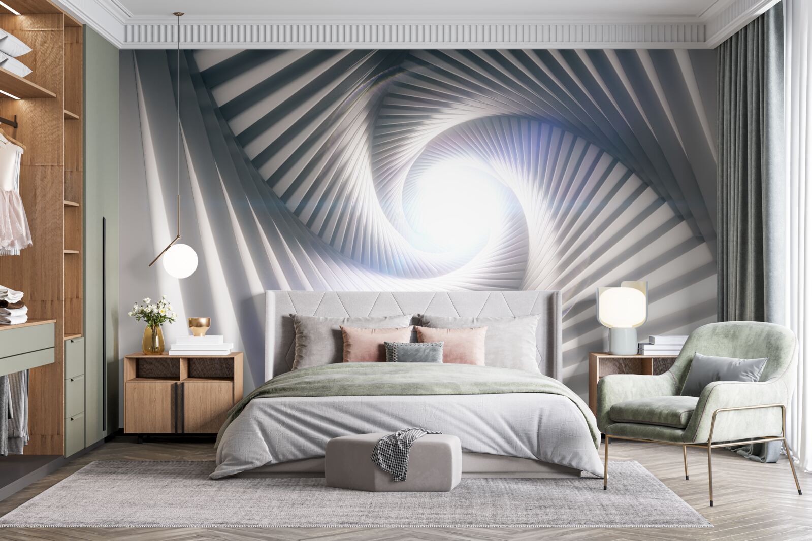 Фотошпалери воронка, яка постійно зростає, має сірий колір