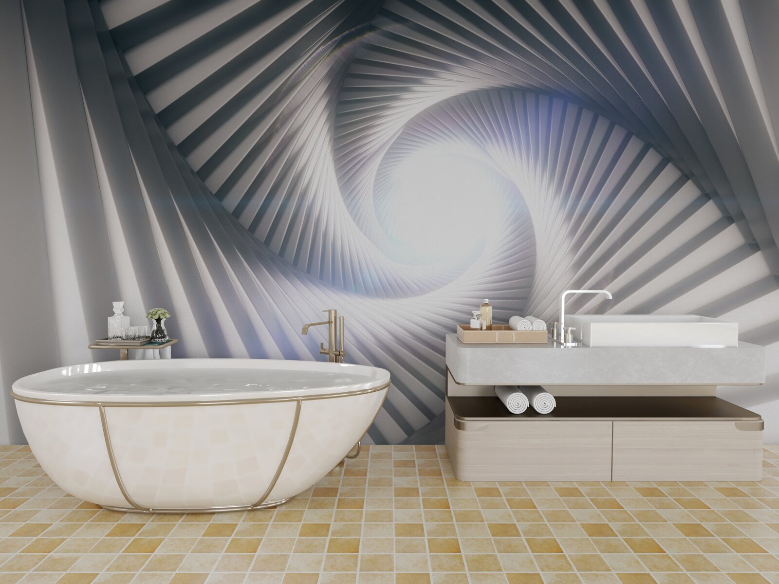 Фотошпалери воронка, яка постійно зростає, має сірий колір