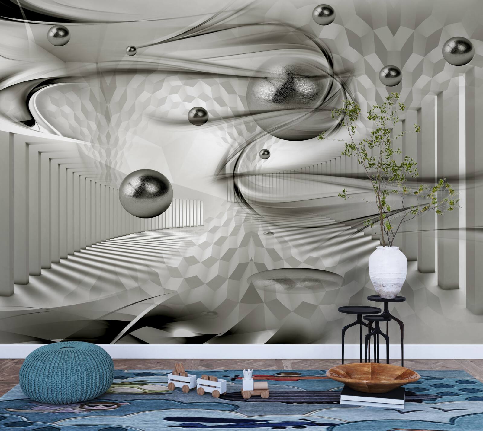 Фотошпалери різноманітна геометрія у відтінках сірого