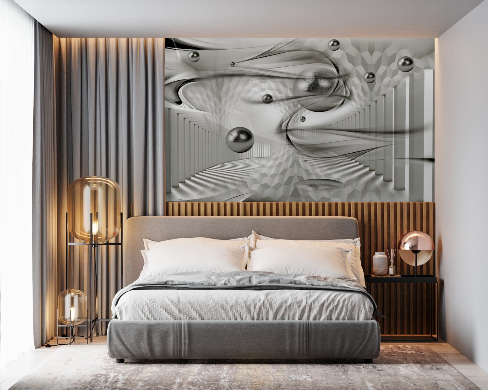 Фотошпалери різноманітна геометрія у відтінках сірого