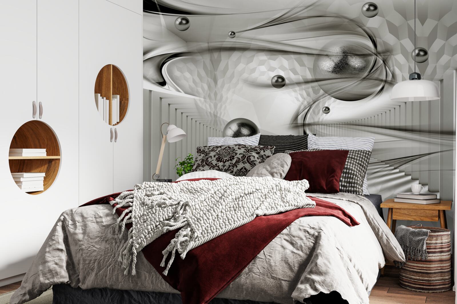 Фотошпалери різноманітна геометрія у відтінках сірого