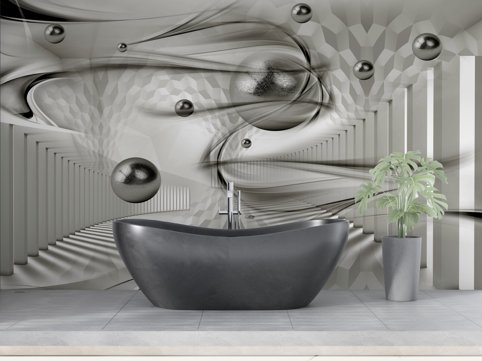 Фотошпалери різноманітна геометрія у відтінках сірого