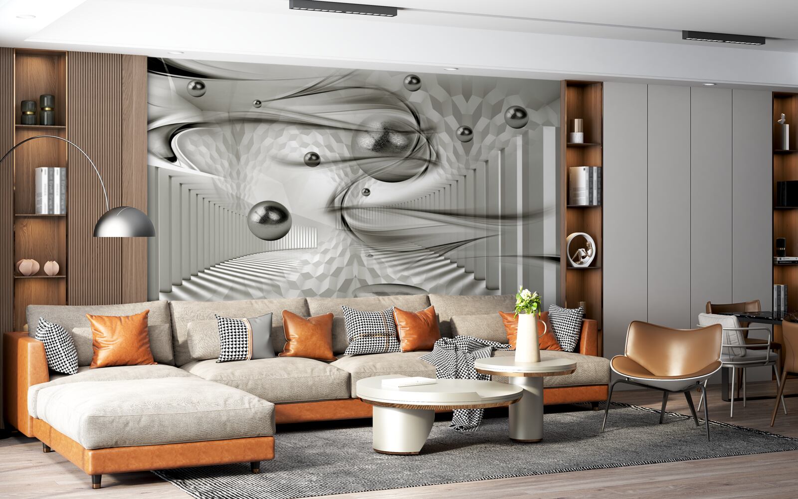 Фотошпалери різноманітна геометрія у відтінках сірого