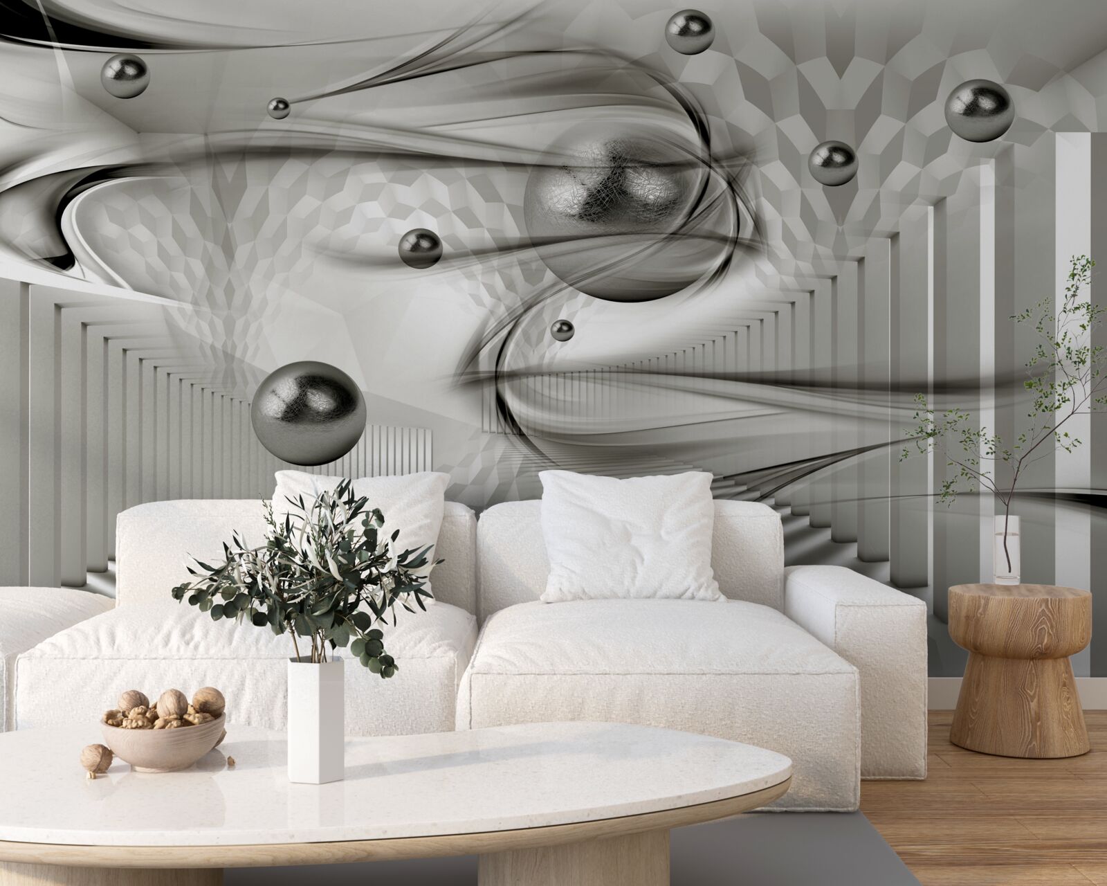 Фотошпалери різноманітна геометрія у відтінках сірого