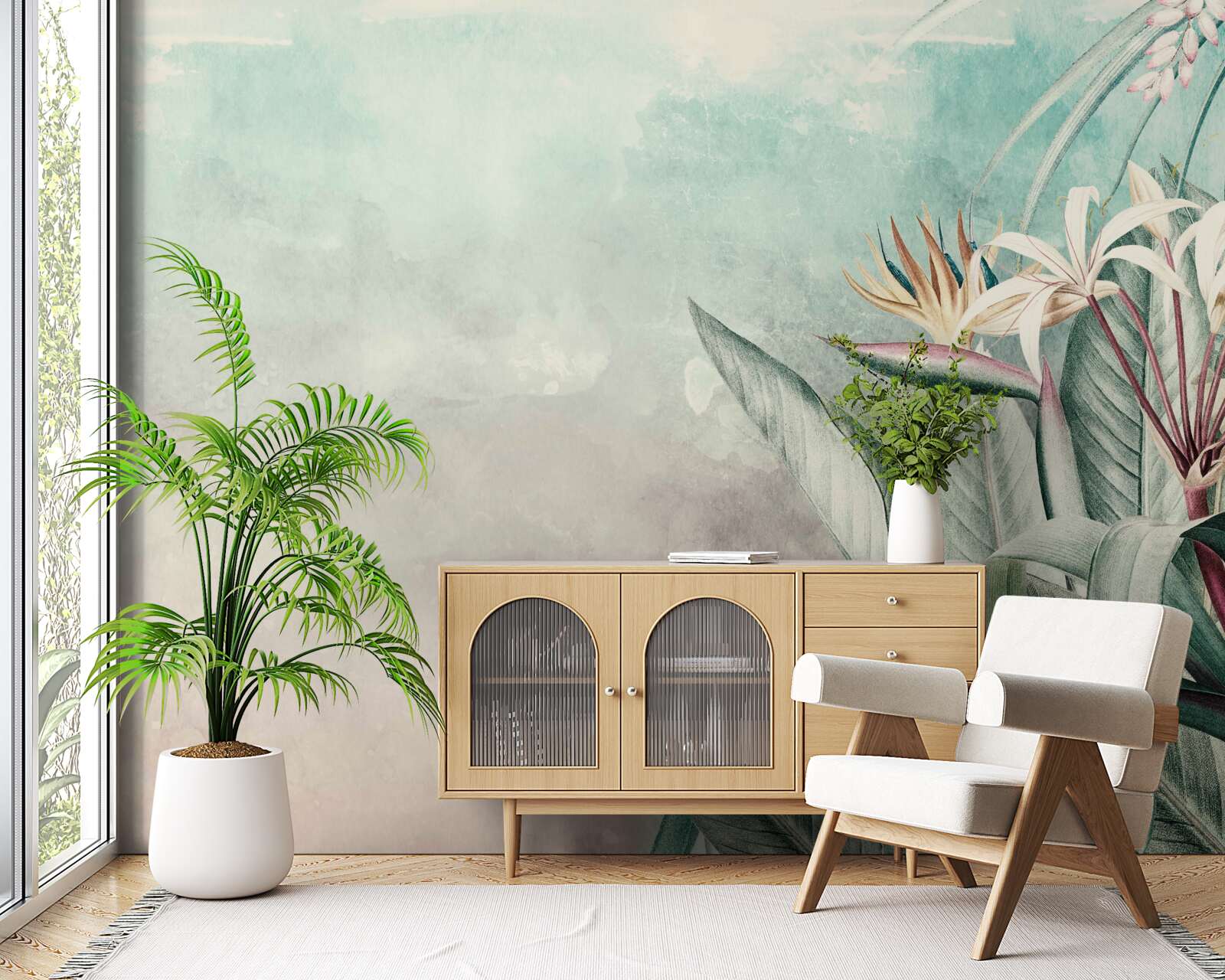 Фотошпалери модний зелений лист