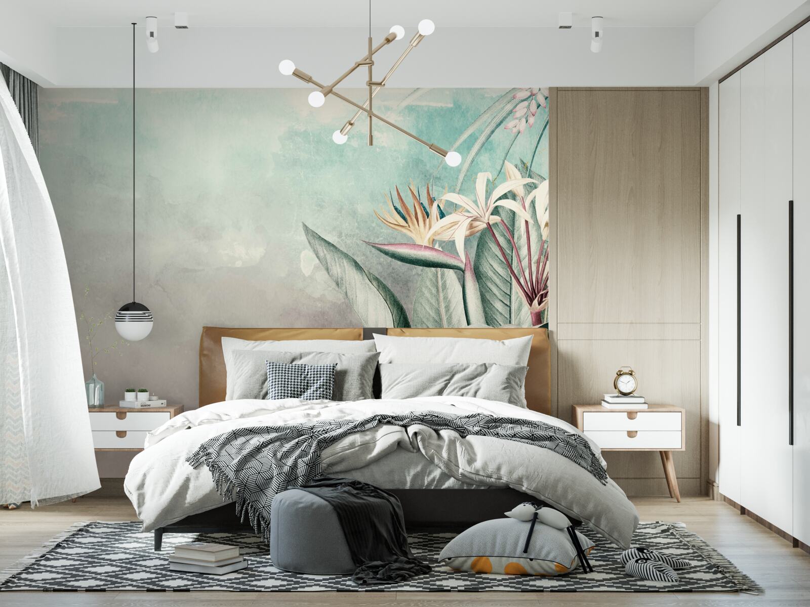 Фотошпалери модний зелений лист