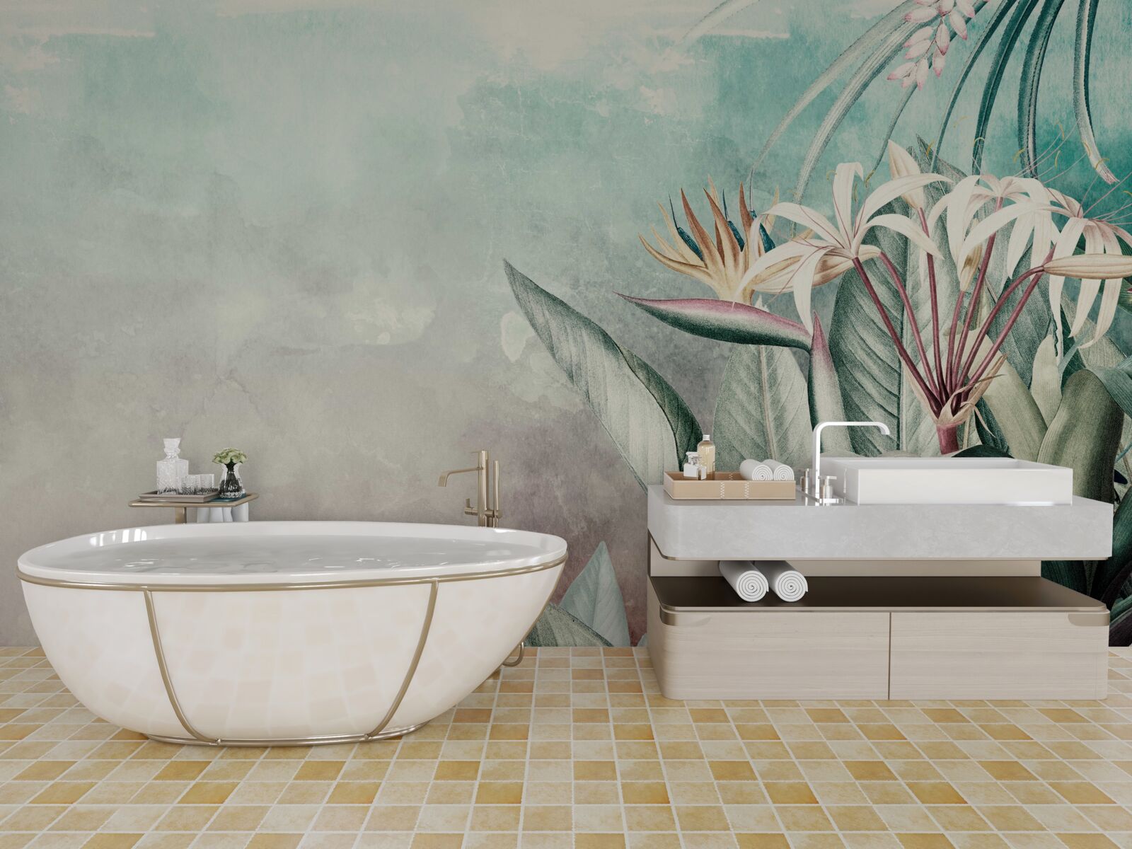 Фотошпалери модний зелений лист