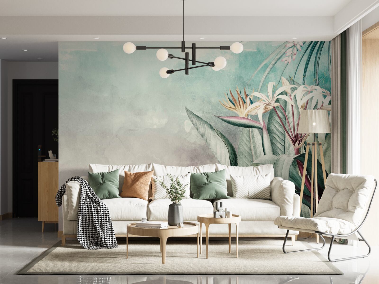 Фотошпалери модний зелений лист