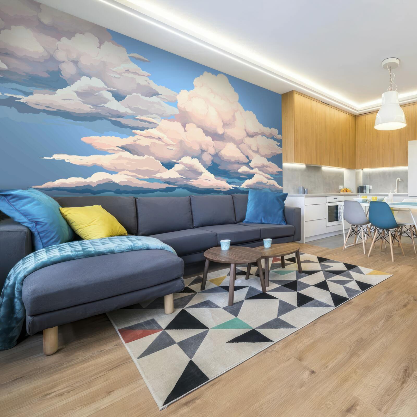 Фотошпалери намалював пухнасті білі хмаринки