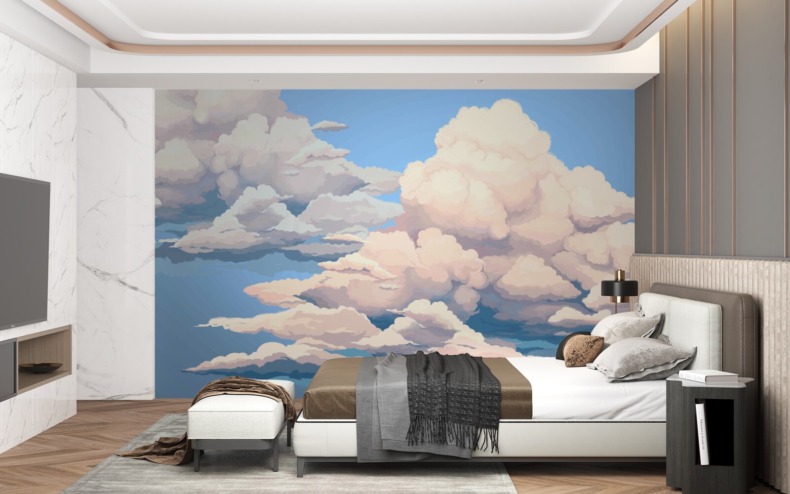 Фотошпалери намалював пухнасті білі хмаринки