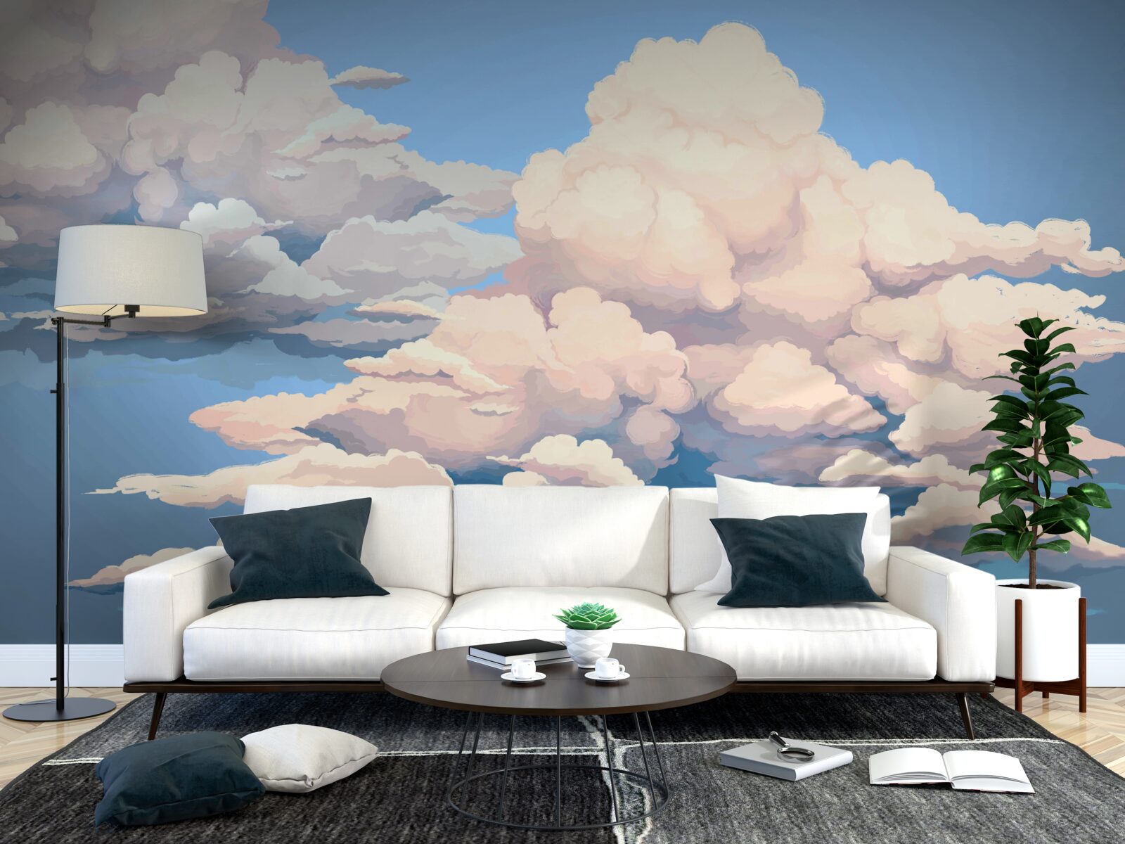 Фотошпалери намалював пухнасті білі хмаринки