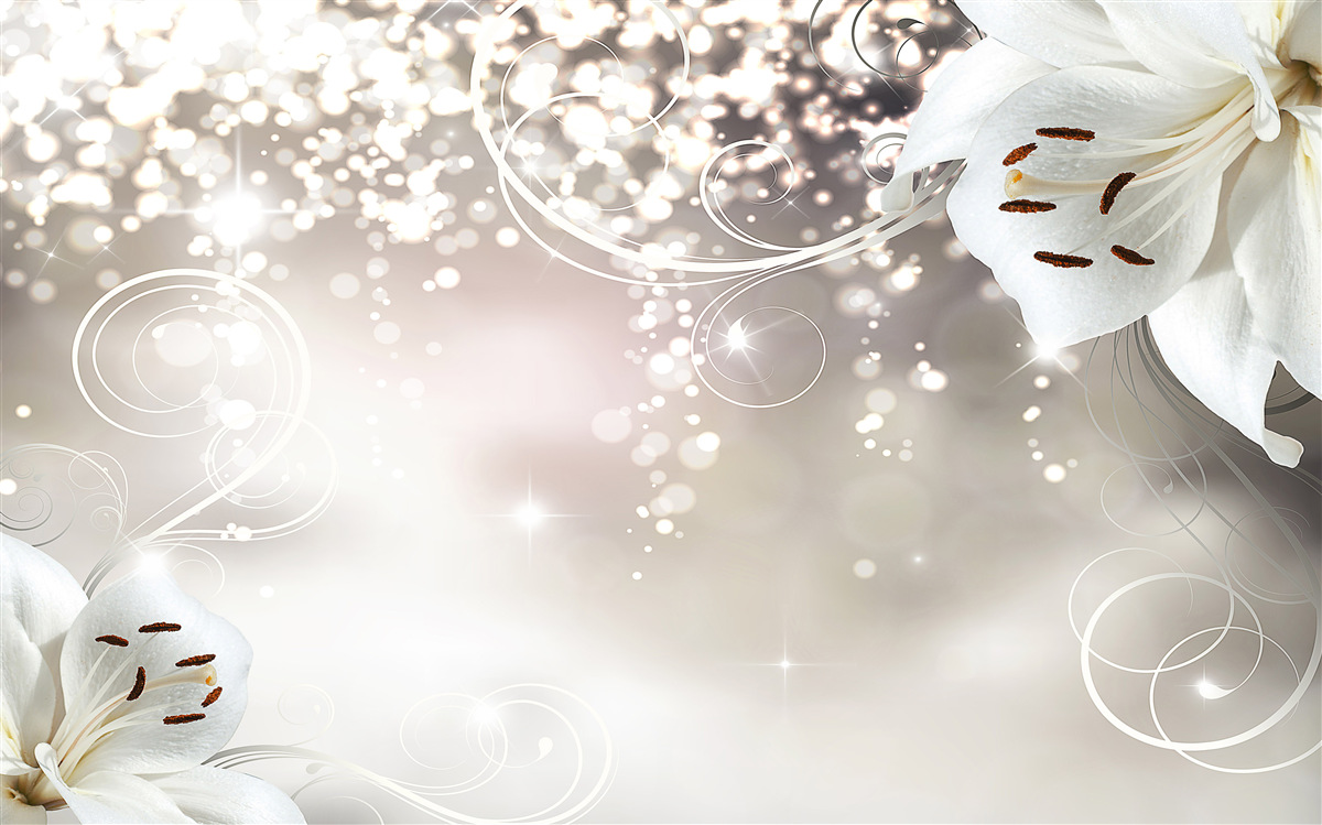 Фотошпалери Сяючий фон і червоні лілії