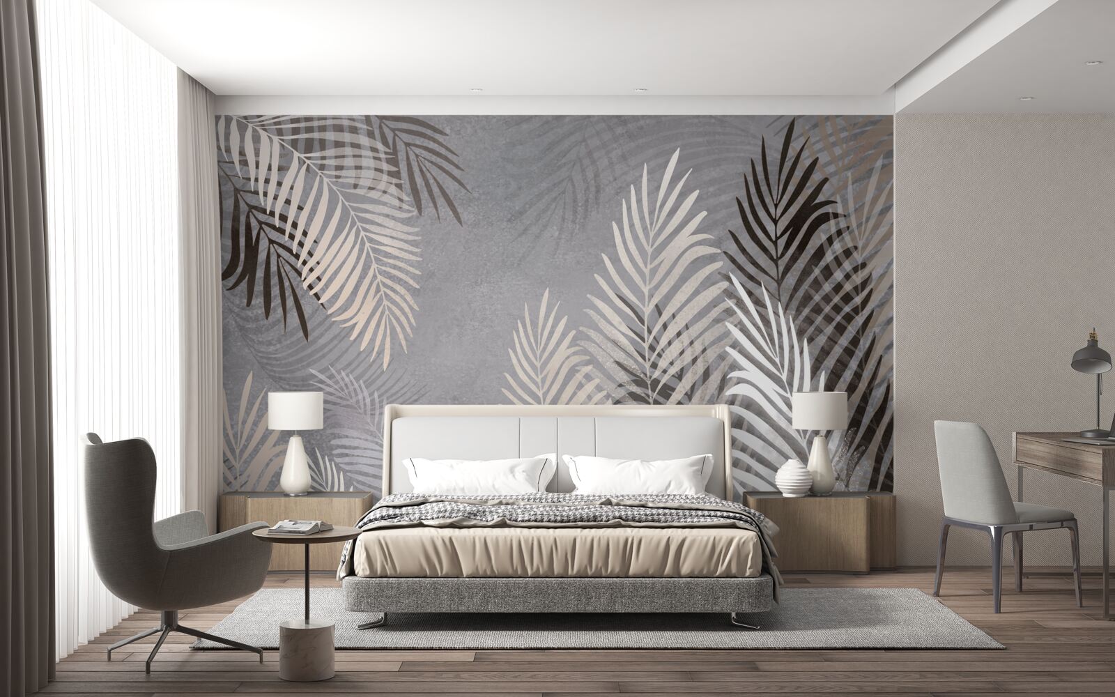 Фотошпалери великі тонкі листки білі