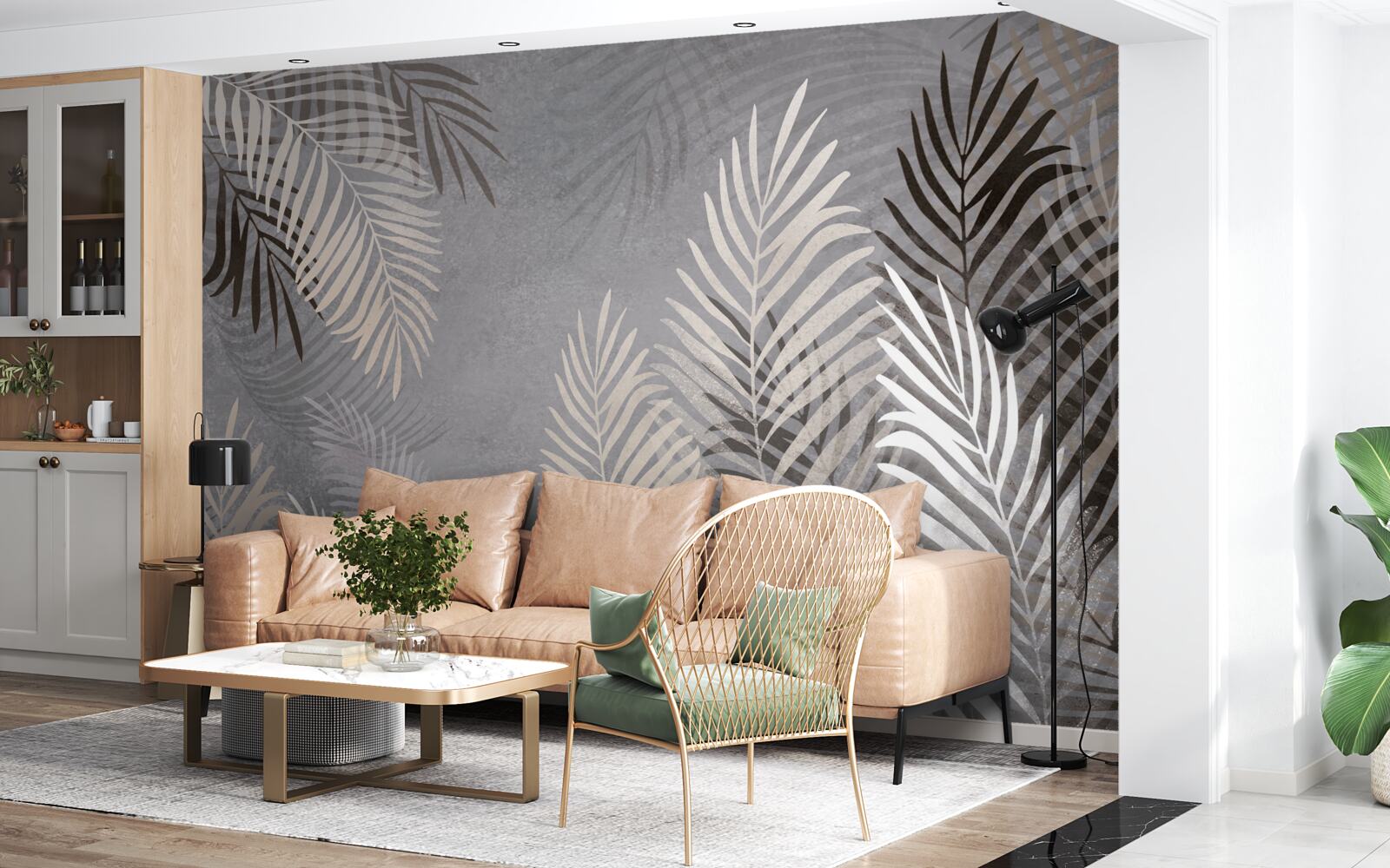 Фотошпалери великі тонкі листки білі