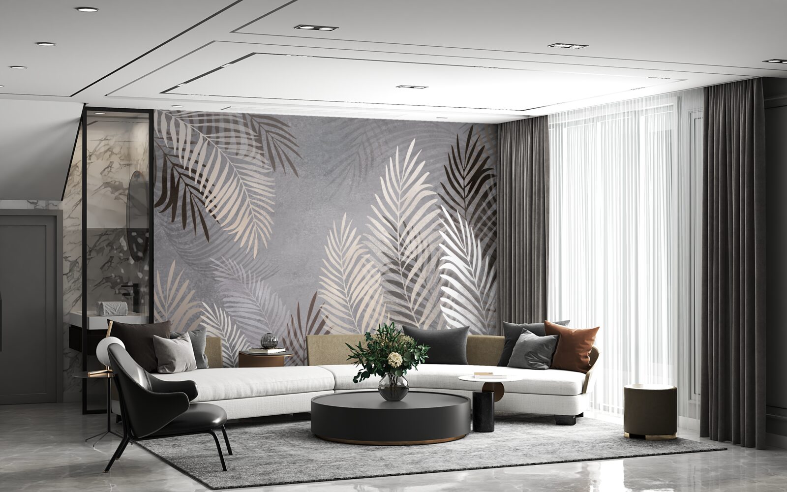 Фотошпалери великі тонкі листки білі