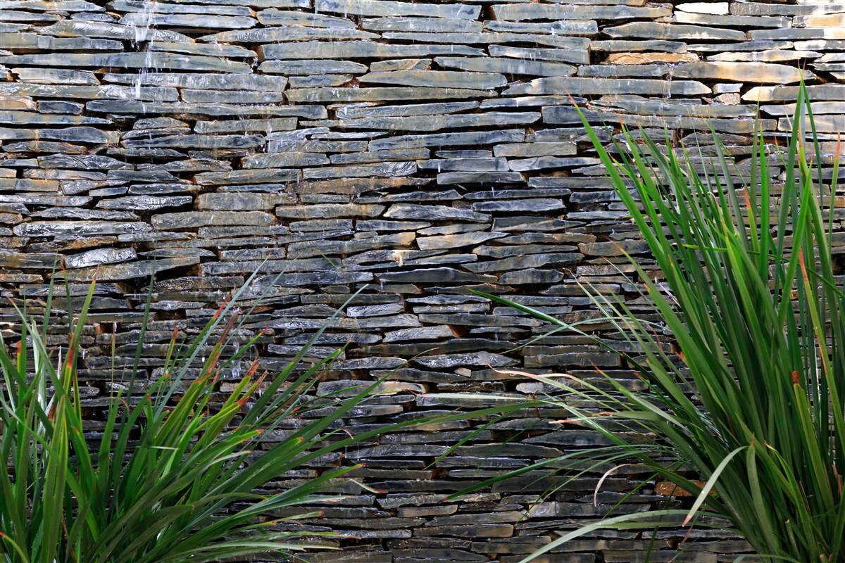 Фотошпалери зелена рослинність і кам'яна стіна