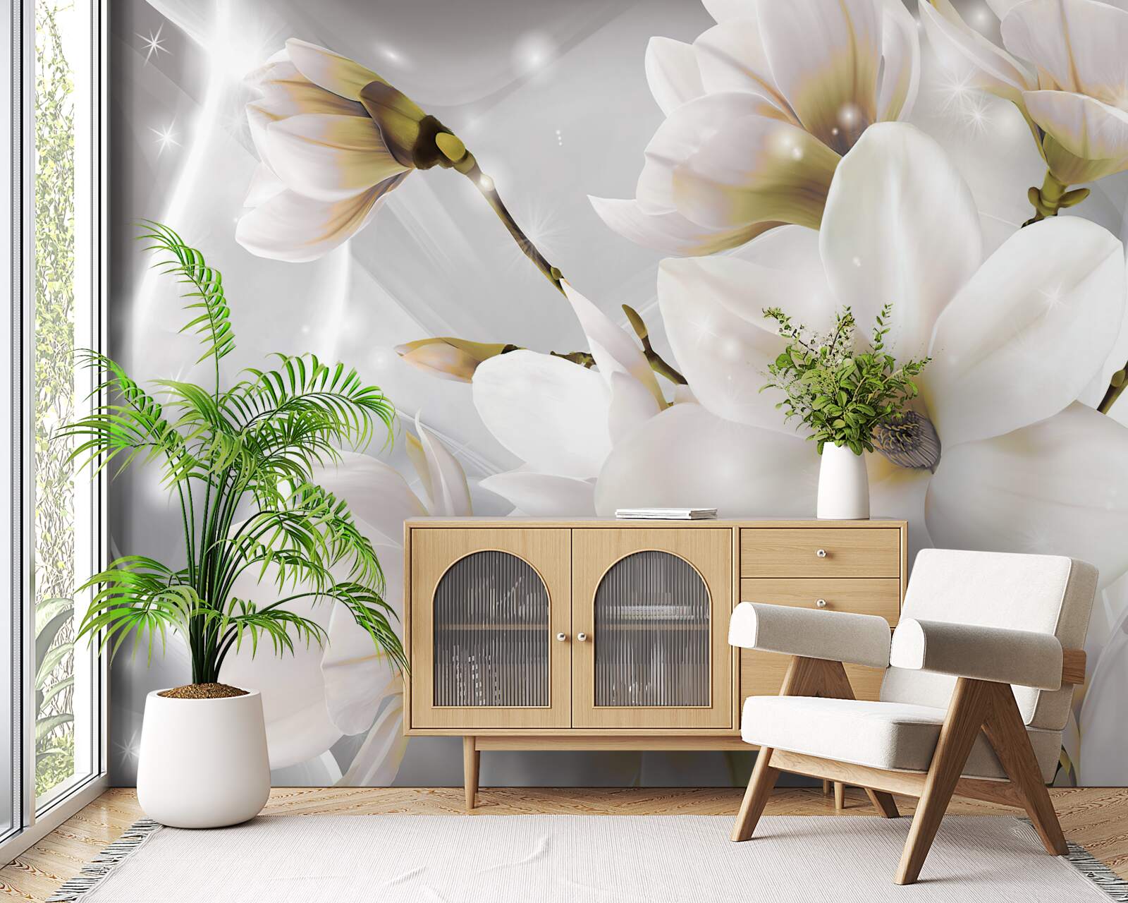 Фотошпалери білі квіти неймовірного розміру