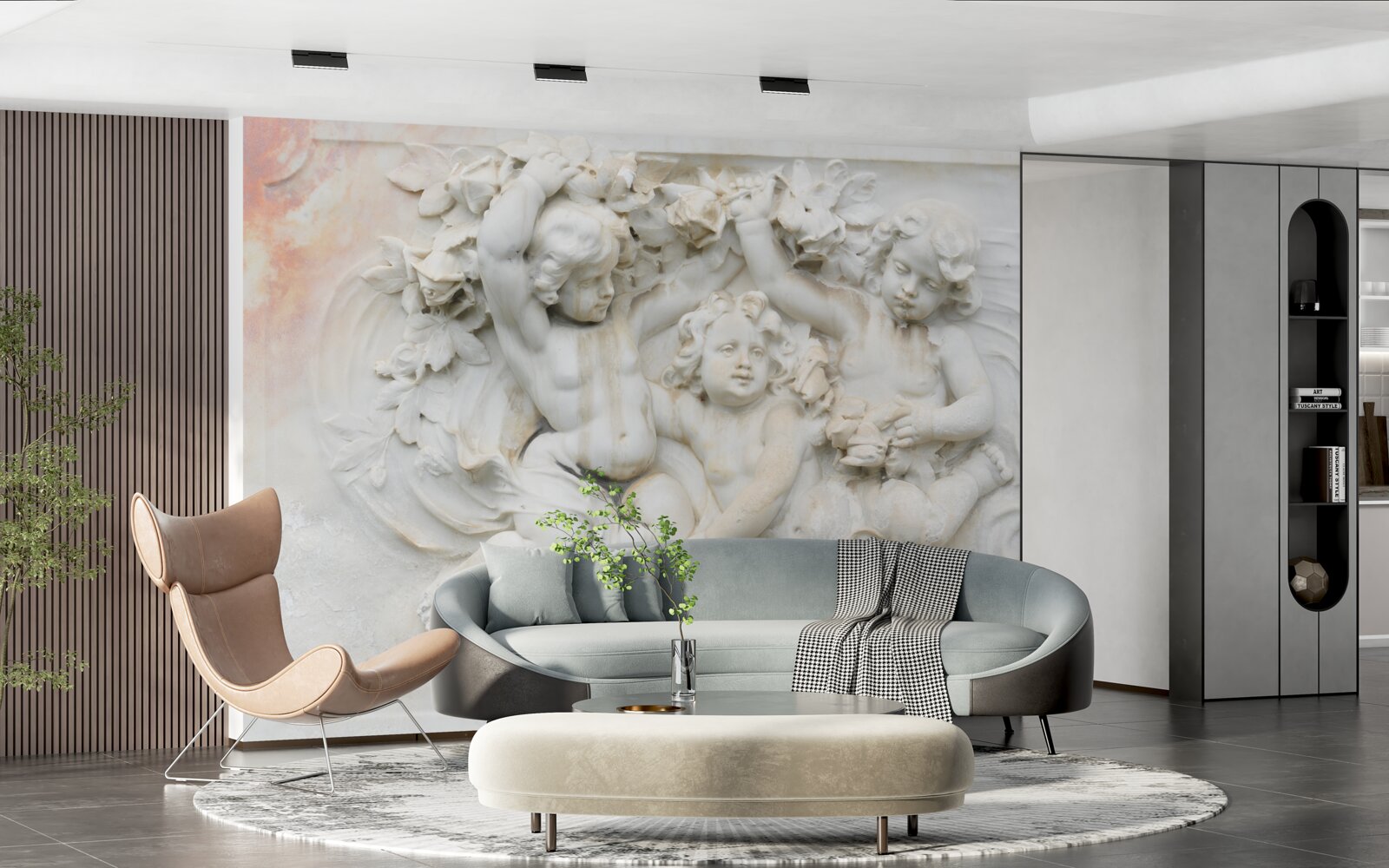 Фотошпалери скульптури ангелів з каменю