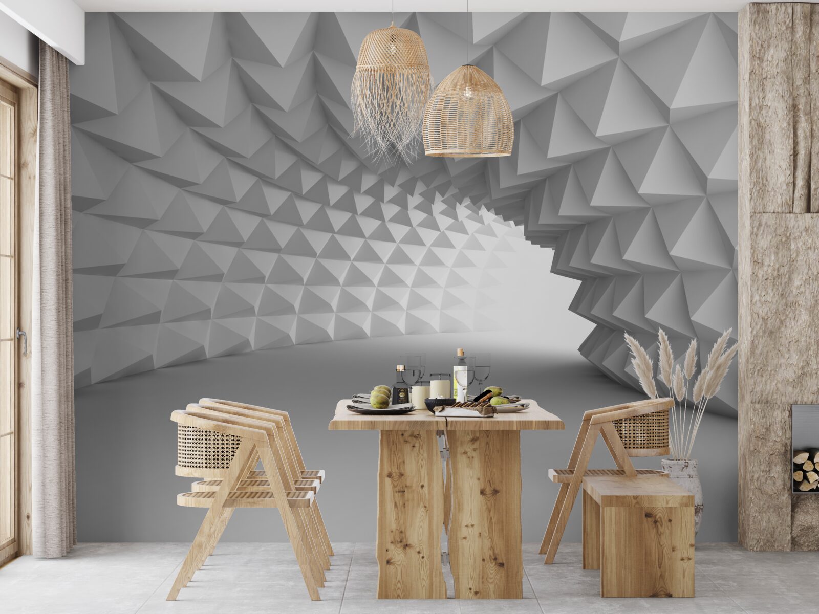 Фотошпалери білий коридор тунелю