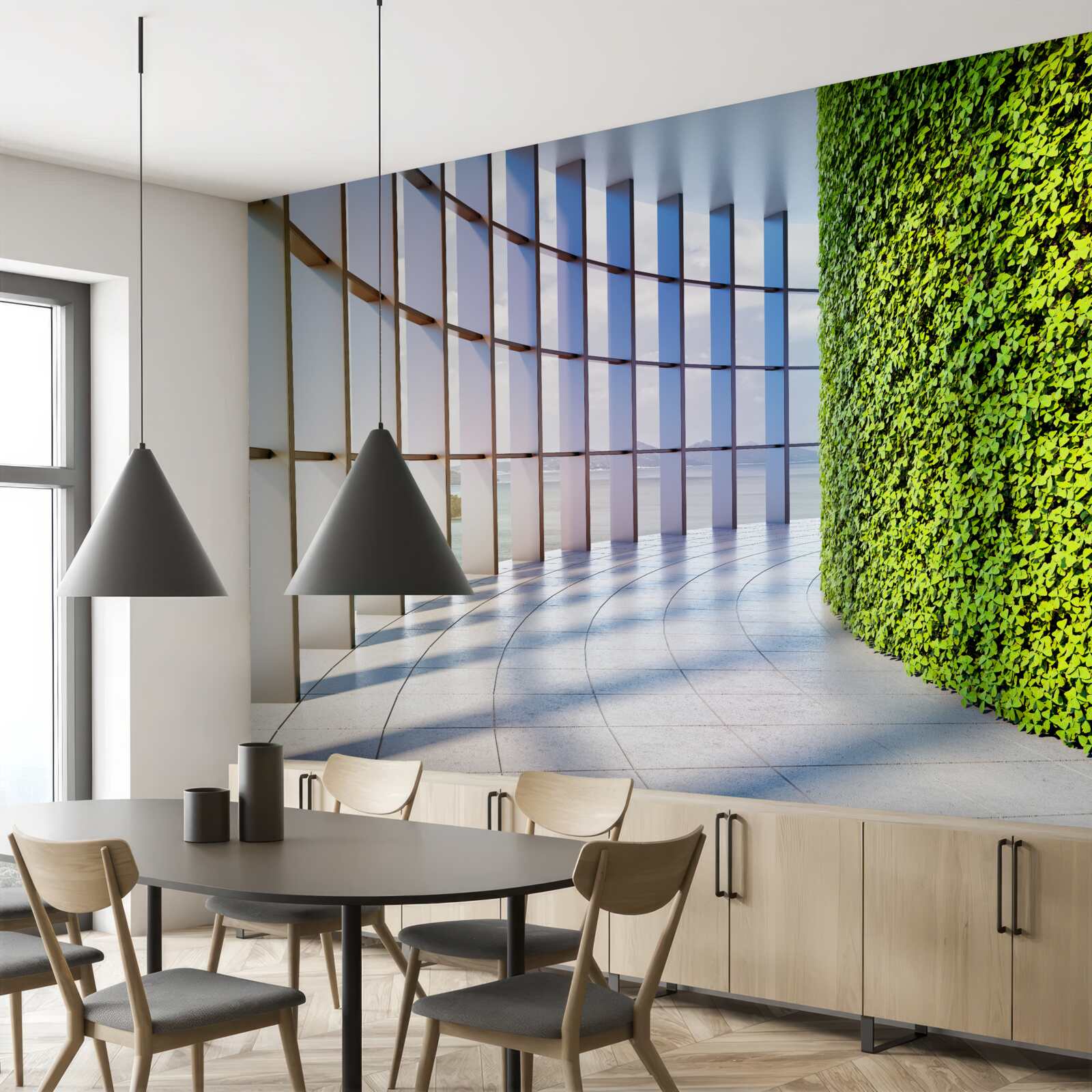 Фотошпалери офісна будівля із зеленою стіною