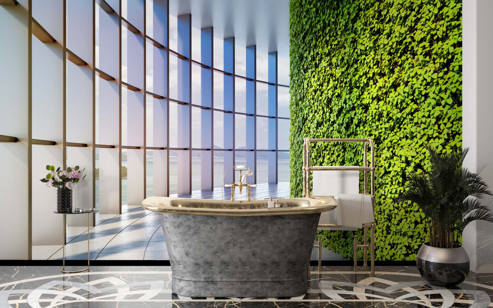 Фотошпалери офісна будівля із зеленою стіною