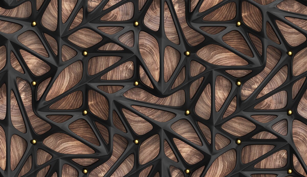 Фотошпалери дерев'яне тло прикрашене чорним візерунком