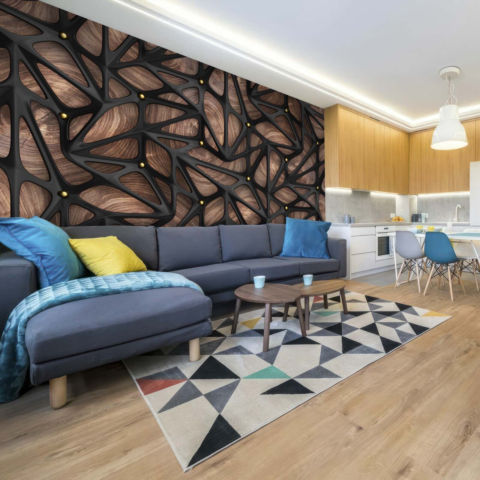 Фотошпалери дерев'яне тло прикрашене чорним візерунком