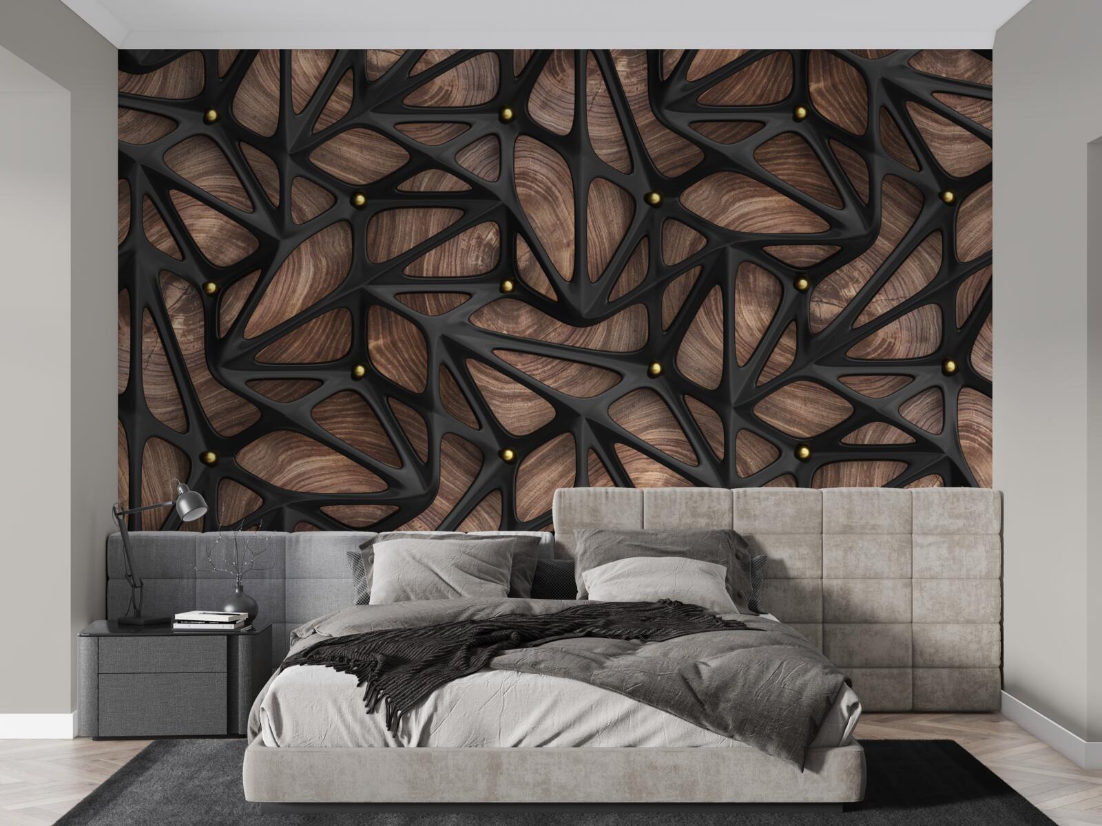 Фотошпалери дерев'яне тло прикрашене чорним візерунком