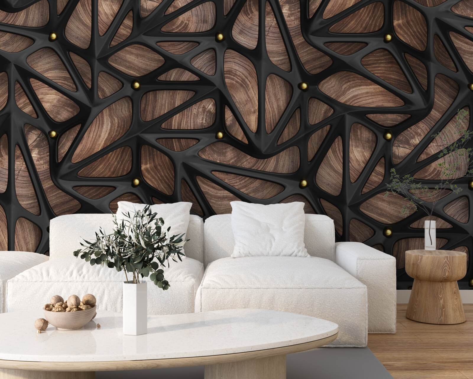 Фотошпалери дерев'яне тло прикрашене чорним візерунком