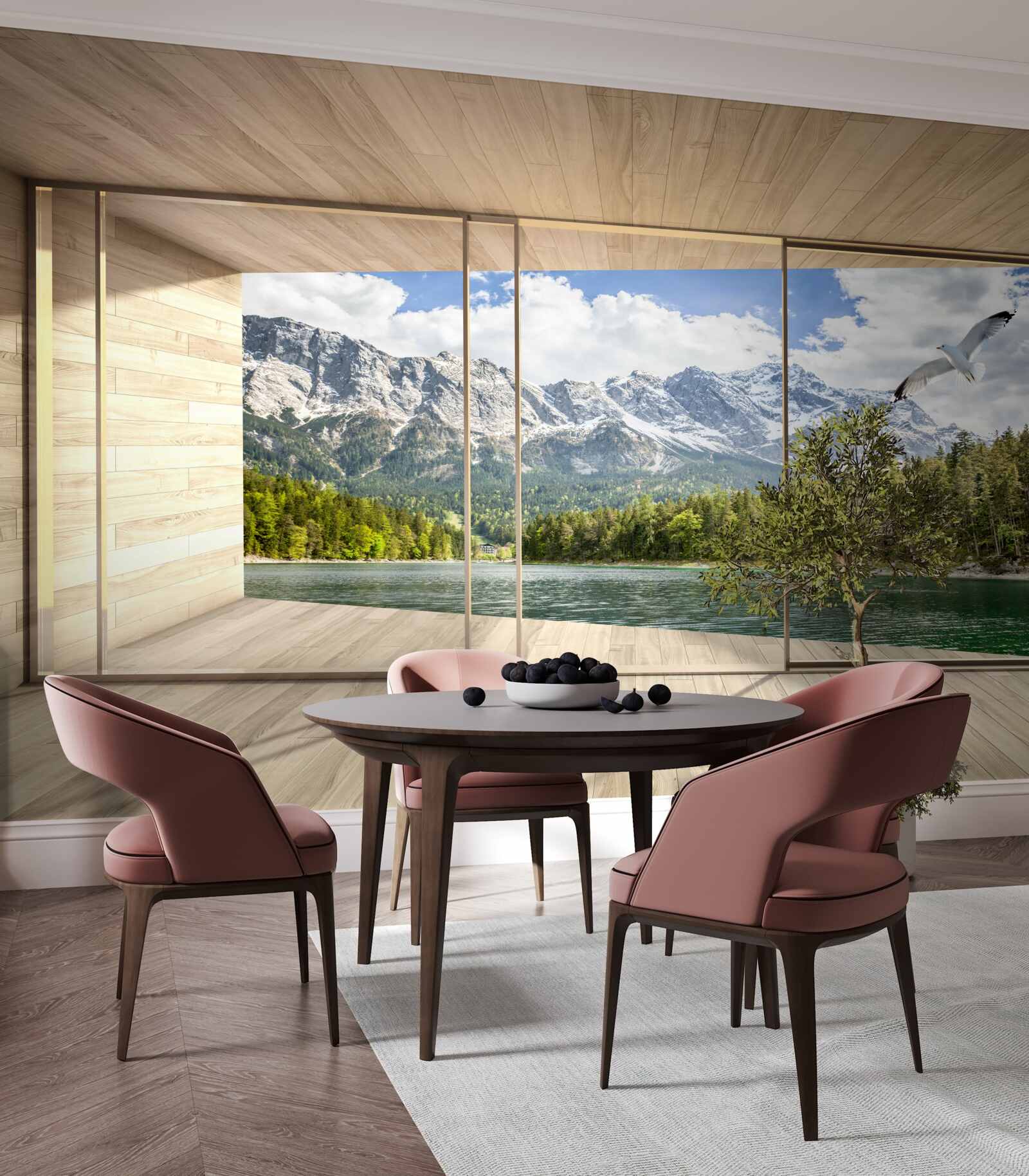 Фотошпалери захоплюючі річкові та гірські пейзажі