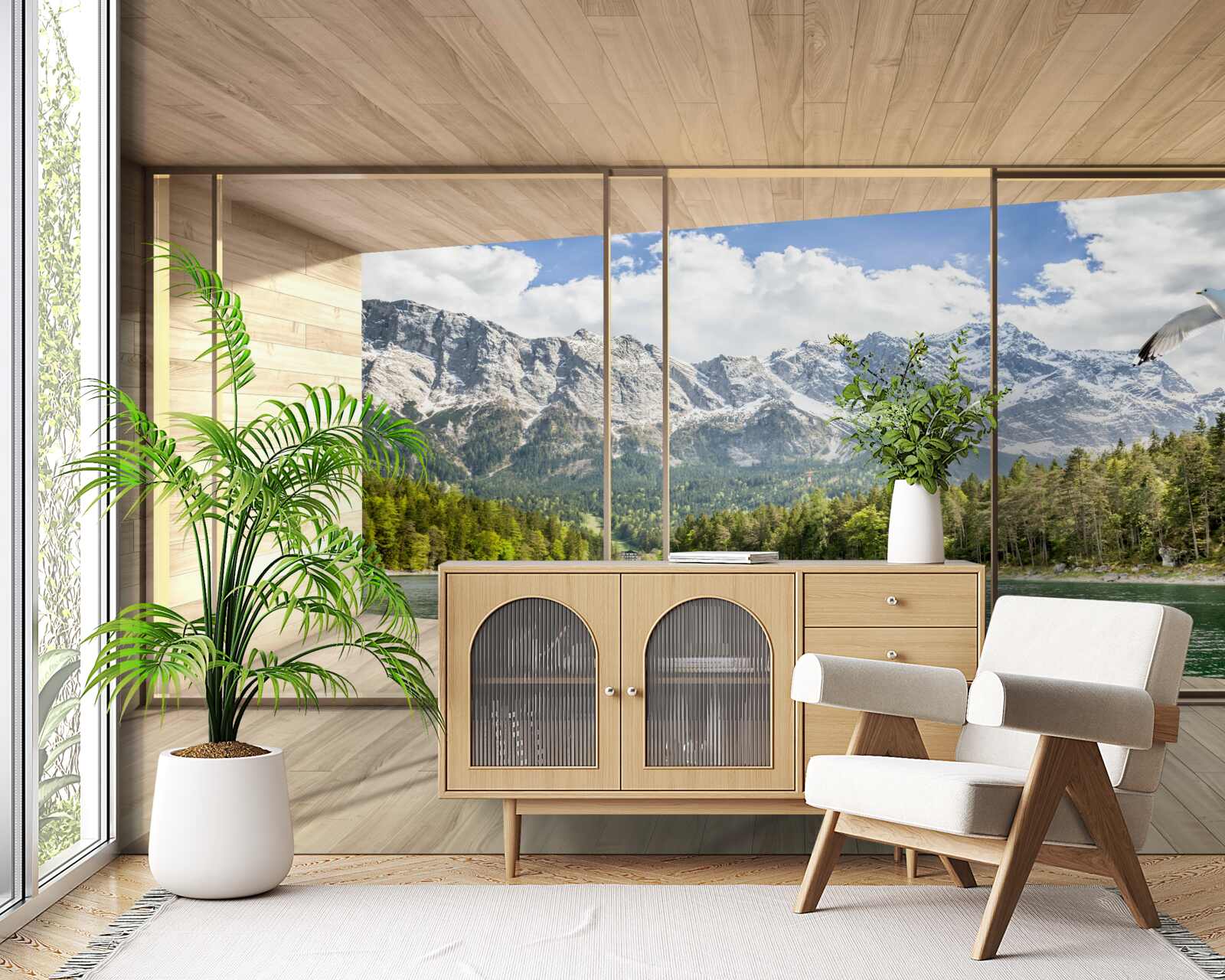 Фотошпалери захоплюючі річкові та гірські пейзажі