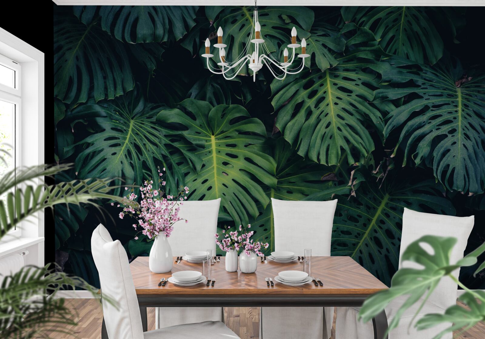 Фотошпалери зелене листя великих пальм