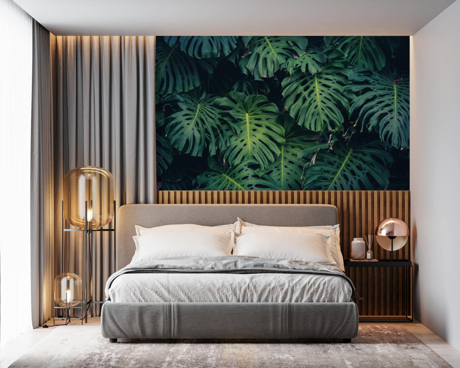 Фотошпалери зелене листя великих пальм