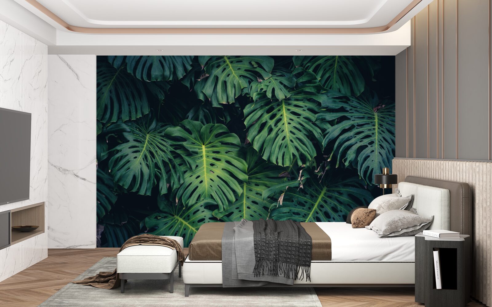 Фотошпалери зелене листя великих пальм