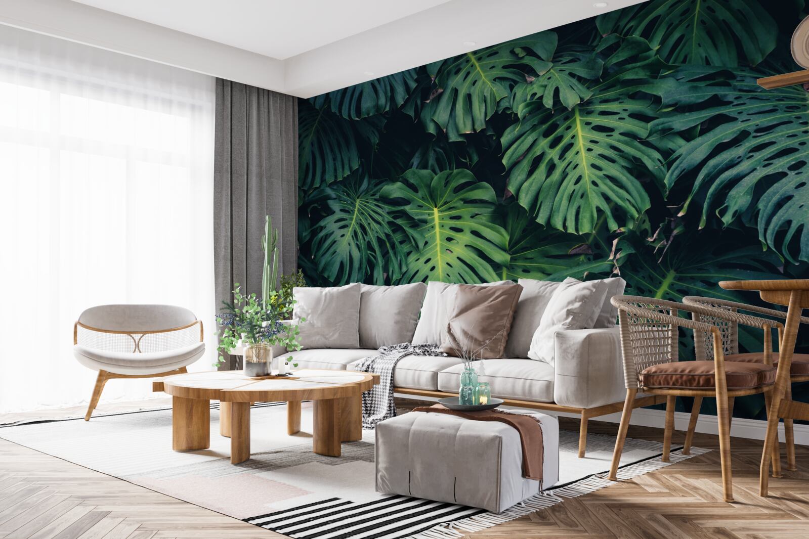 Фотошпалери зелене листя великих пальм