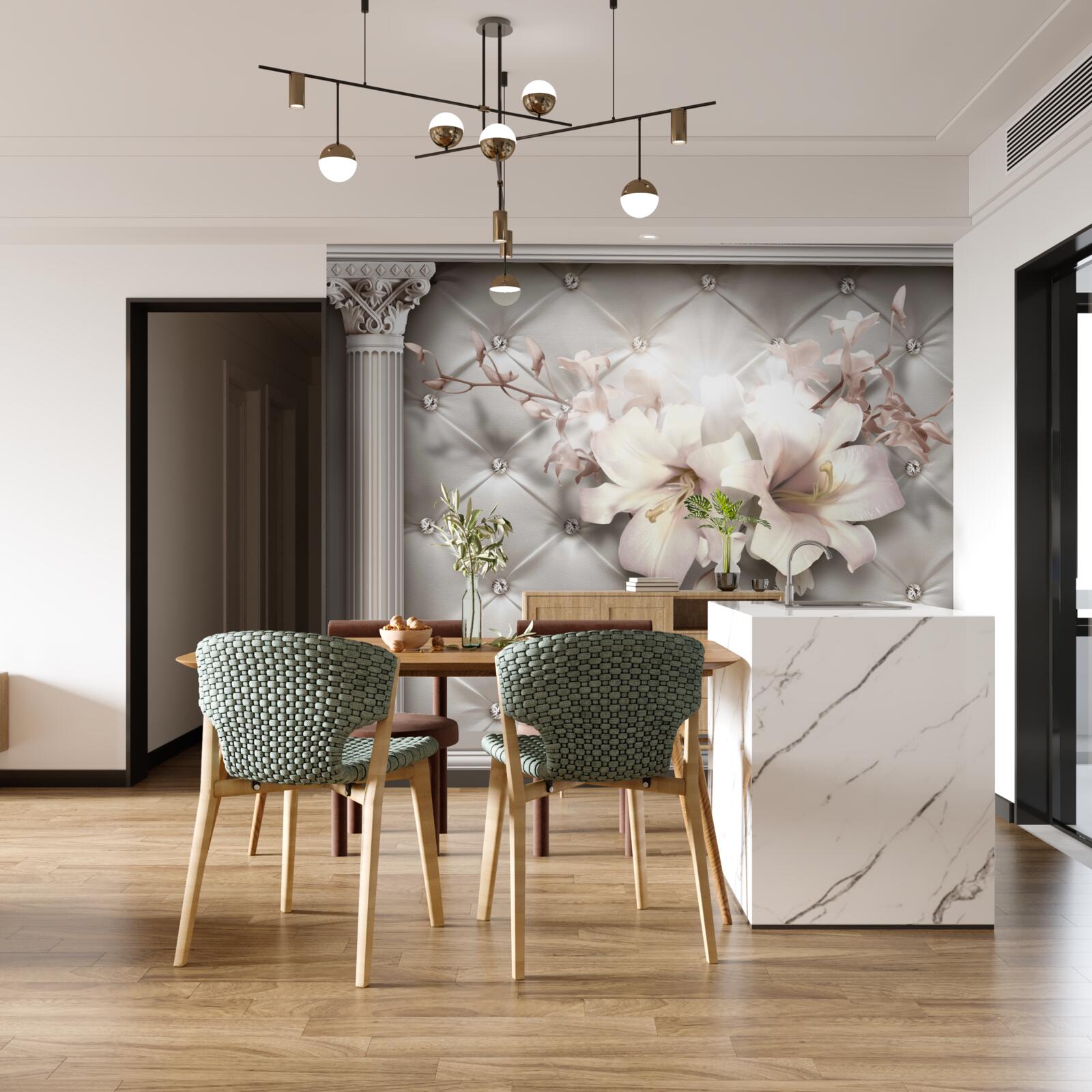 Фотошпалери великі білосніжні лілії, що прикрашають стіну