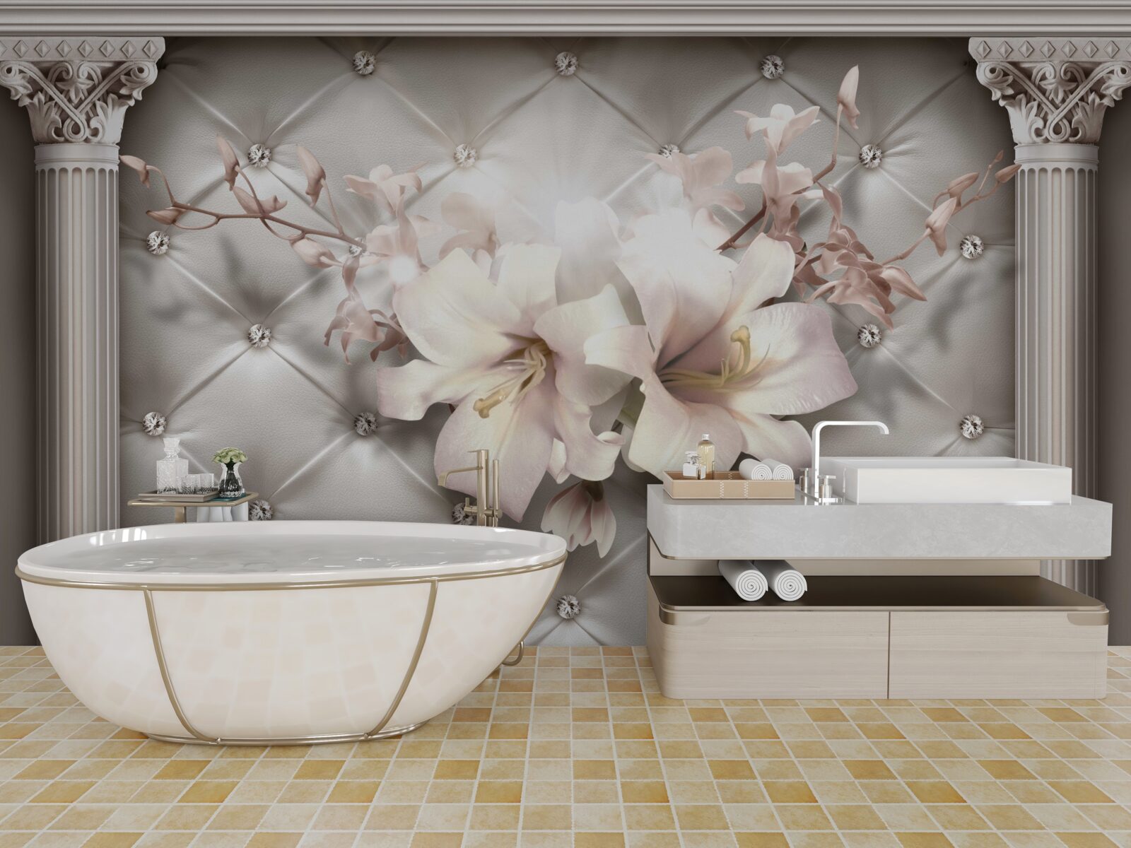 Фотошпалери великі білосніжні лілії, що прикрашають стіну