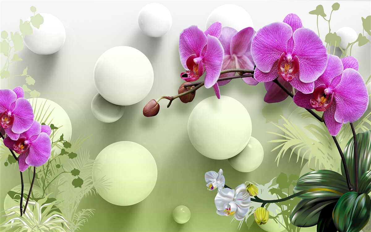 Фотошпалери орхідеї у відтінках білого та фіолетового
