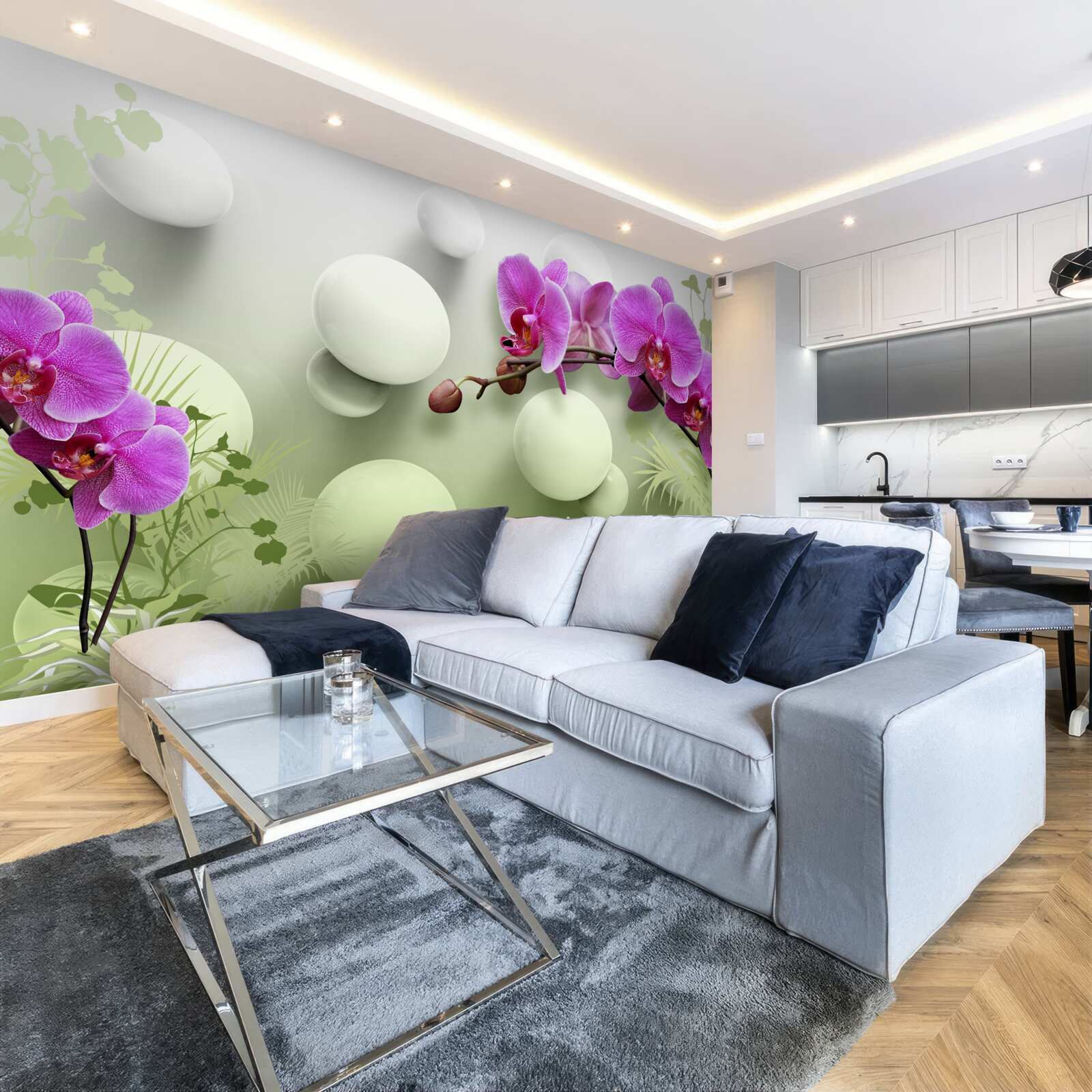 Фотошпалери орхідеї у відтінках білого та фіолетового