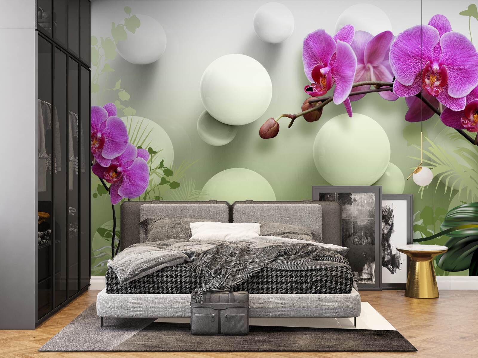 Фотошпалери орхідеї у відтінках білого та фіолетового