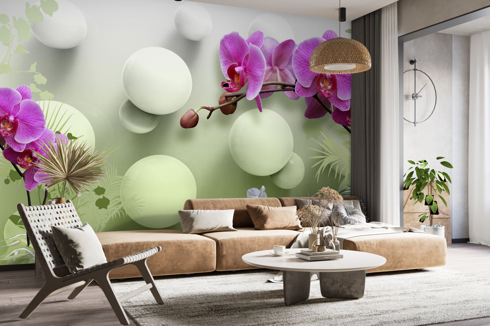 Фотошпалери орхідеї у відтінках білого та фіолетового