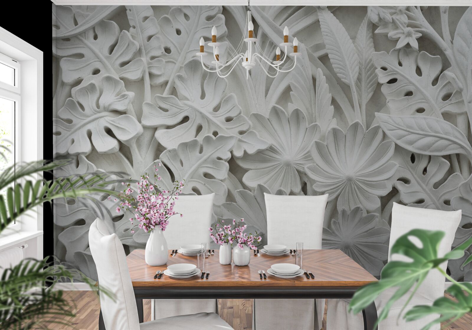 Фотошпалери різноманітне біле тропічне листя