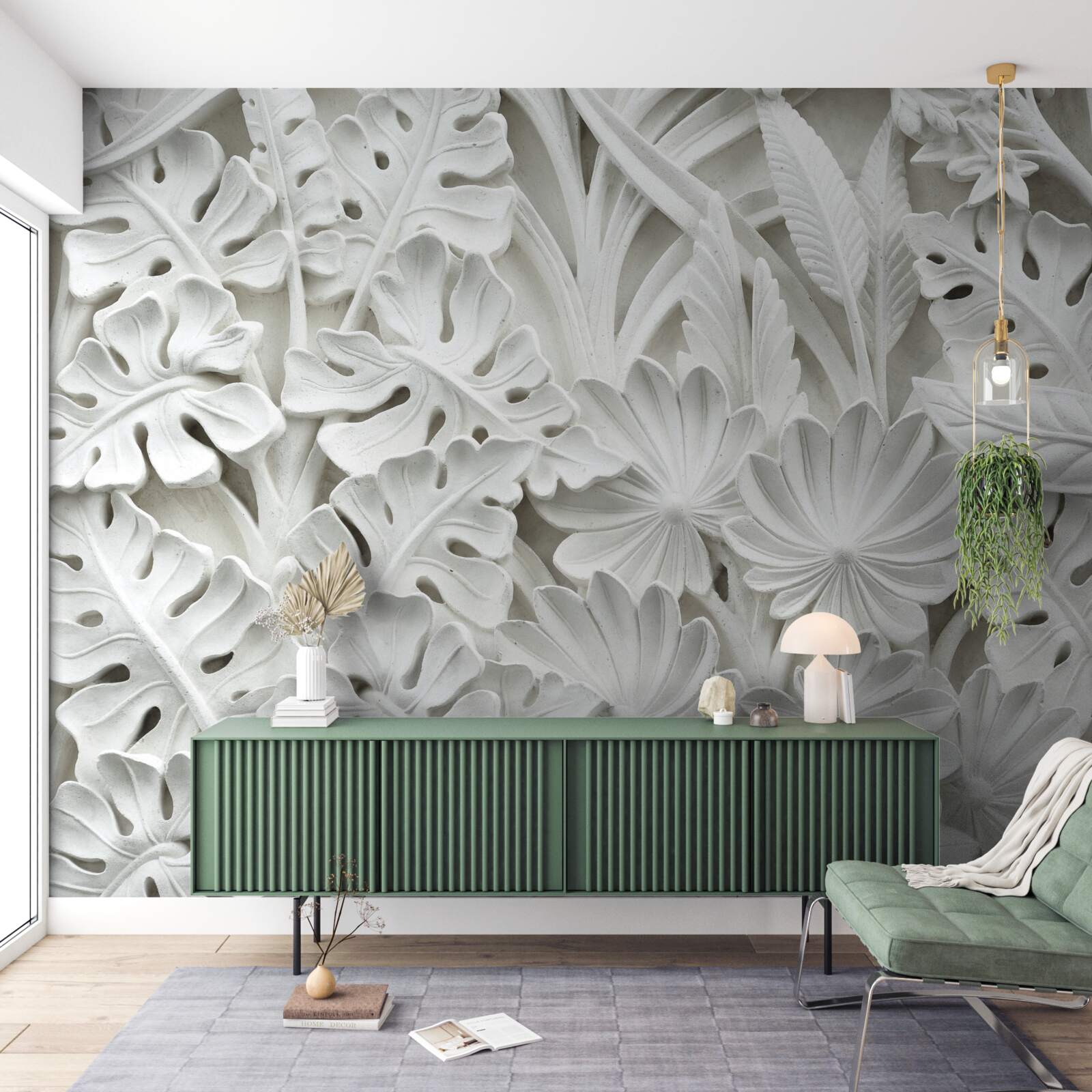 Фотошпалери різноманітне біле тропічне листя