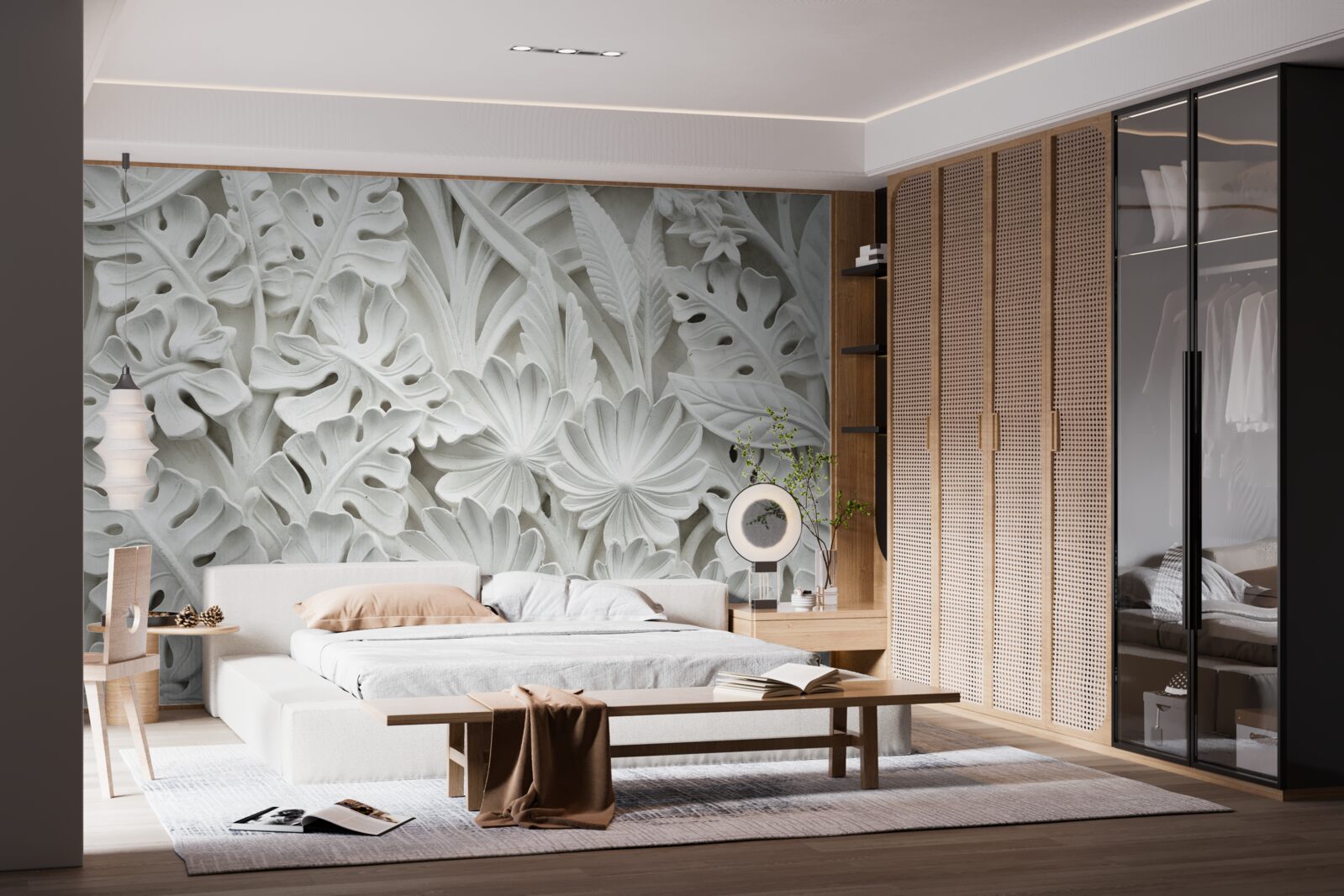 Фотошпалери різноманітне біле тропічне листя