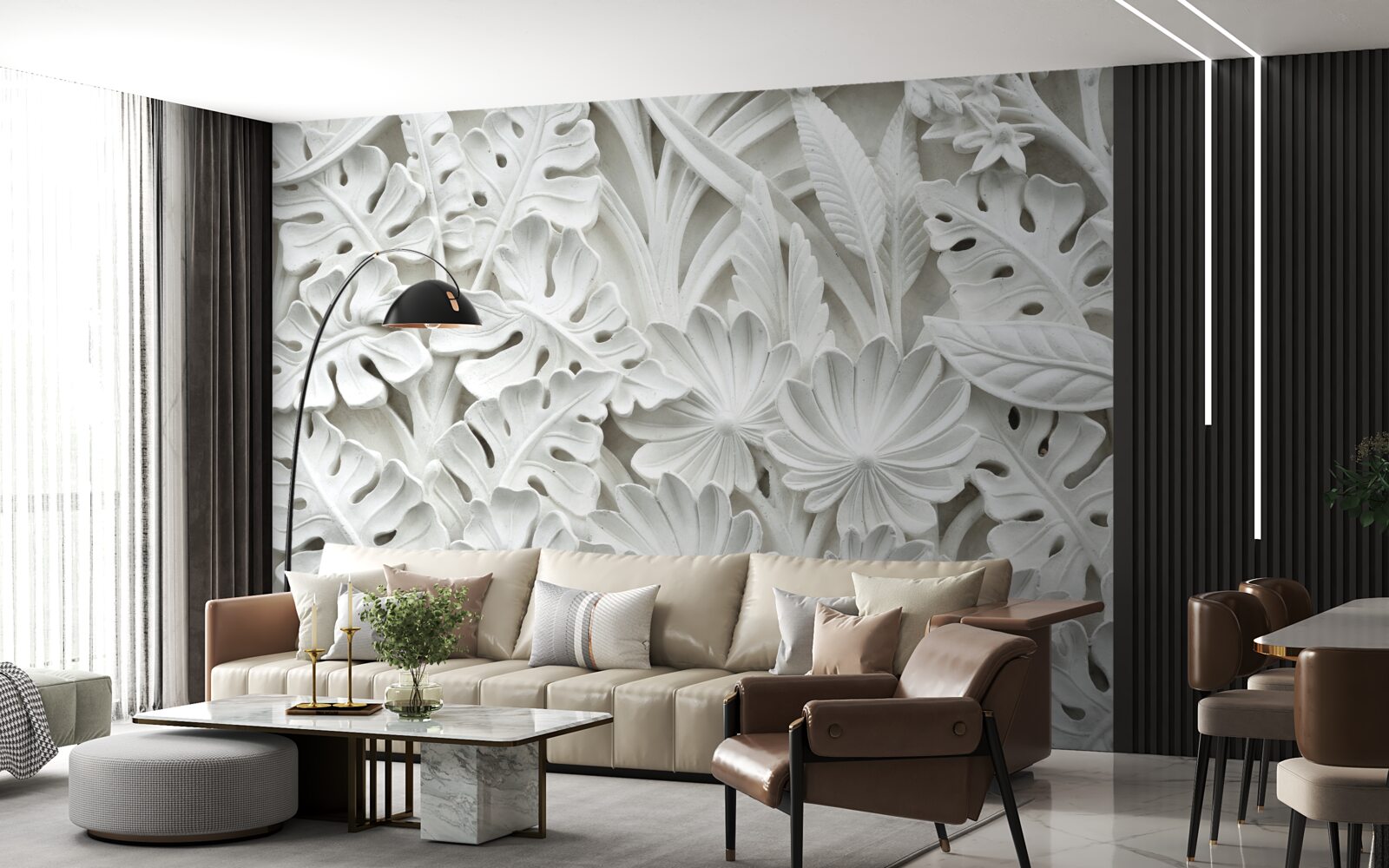 Фотошпалери різноманітне біле тропічне листя