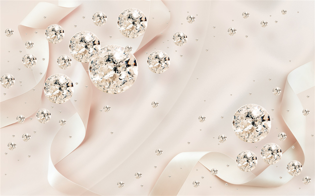 Фотошпалери білі діаманти зачаровують на ніжному рожевому тлі