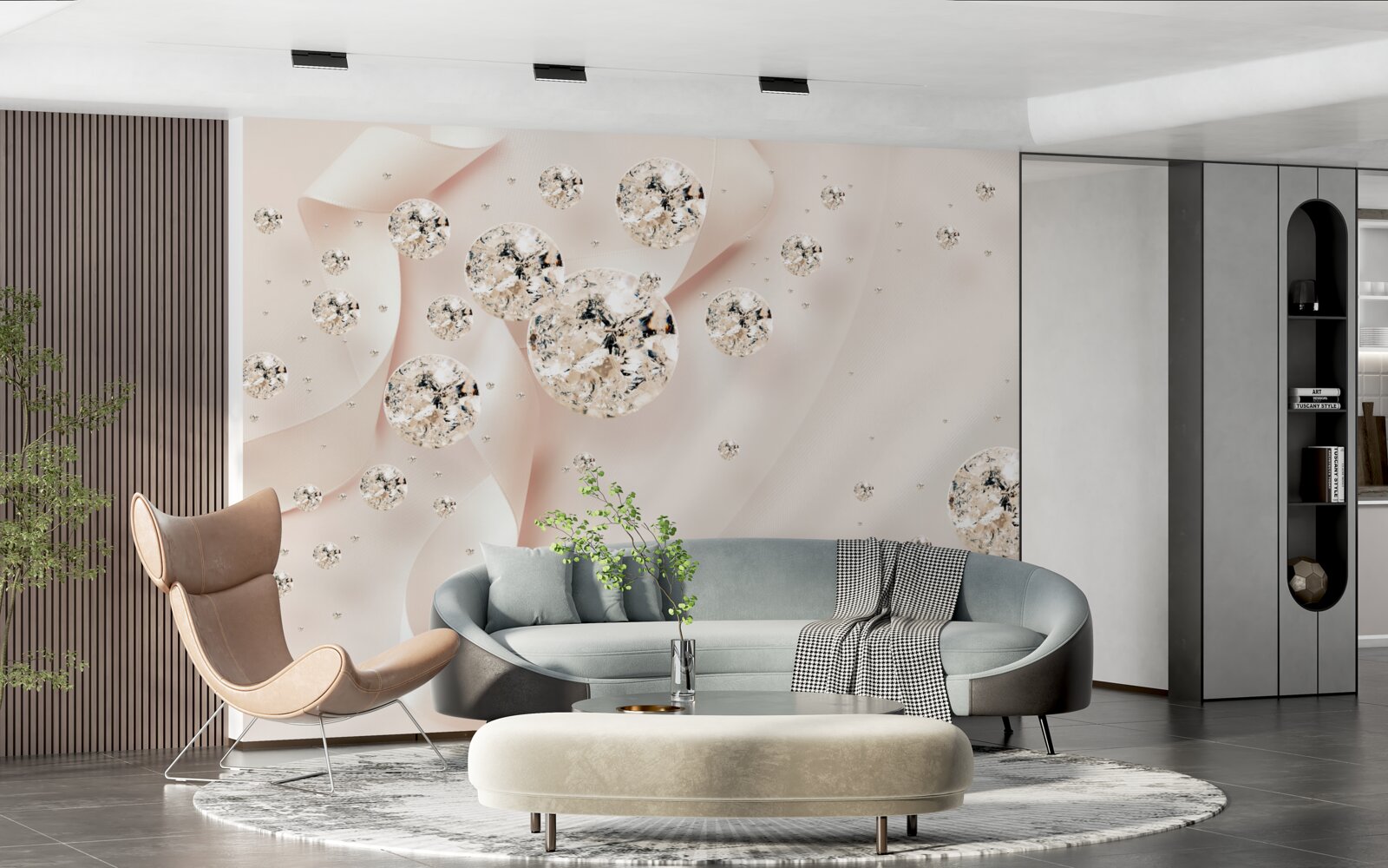 Фотошпалери білі діаманти зачаровують на ніжному рожевому тлі