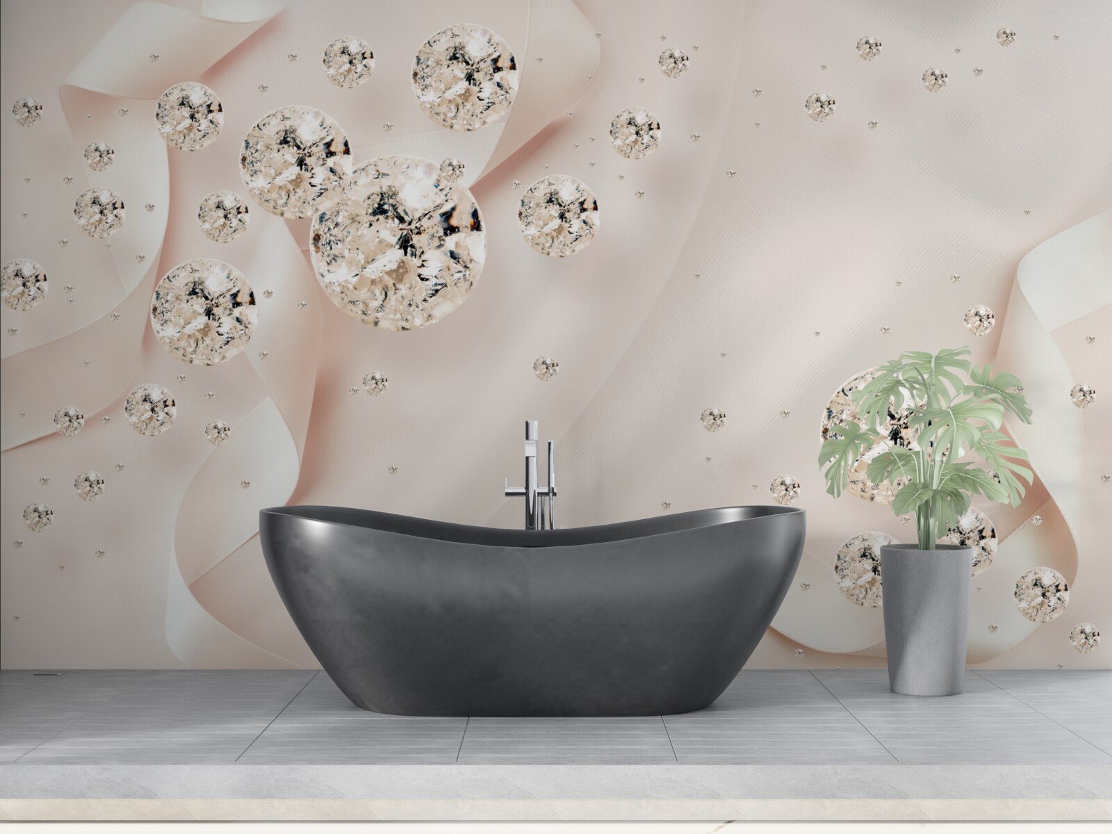 Фотошпалери білі діаманти зачаровують на ніжному рожевому тлі